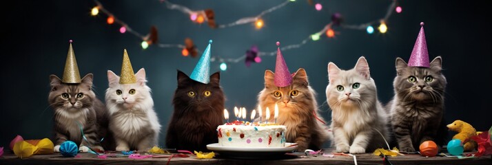 Cats and Kittens celebrating birthday party