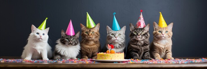 Cats and Kittens celebrating birthday party