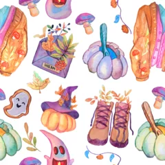 Watercolor pattern festive and hand drawn, autumn watercolor pattern © dasha