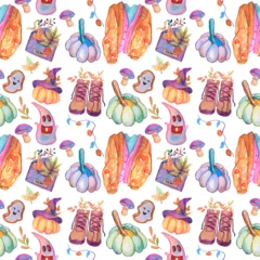 Watercolor pattern festive and hand drawn, autumn watercolor pattern © dasha