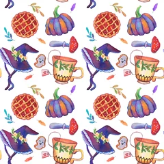 Watercolor pattern festive and hand drawn, autumn watercolor pattern © dasha