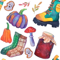 Watercolor pattern festive and hand drawn, autumn watercolor pattern © dasha