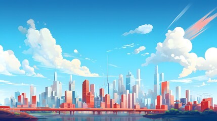 Fototapeta premium Urban life representation with the composition of cityscape and skies.