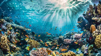 Foto op Aluminium  a vibrant coral reef teeming with colorful life © boti1985