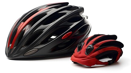 Outdoor cycling helmet and gloves,