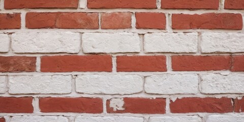 Naklejka premium Brick wall texture with white shabby stucco, plaster. Red and white brick wall background