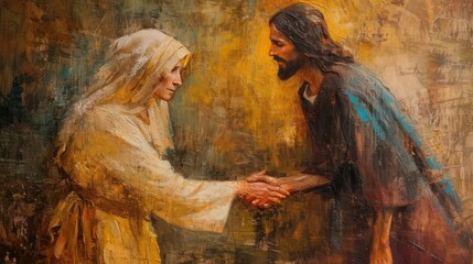 Jesus Heals The Sick - obrazy, fototapety, plakaty