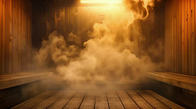Steaming hot sauna where you can finally relax, comfortable wellness Generative AI