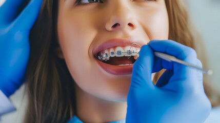 Un patient avec un appareil dentaire chez le dentiste.