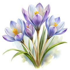 Fototapeta premium Watercolor illustration of crocuses