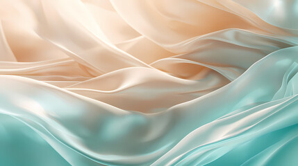 Abstract pattern of shiny satin fabric with waves and flowing curves