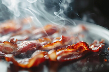 Fried crunchy bacon closeup