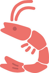 シンプルにデフォルメしたかわいい海老のイラスト