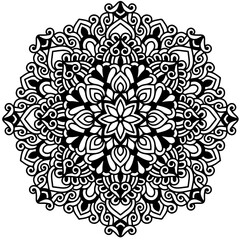 Fototapeta na wymiar Mandala Coloring Page, Floral Mandala Coloring Page For Adults