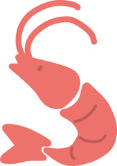 シンプルにデフォルメしたかわいい海老のイラスト