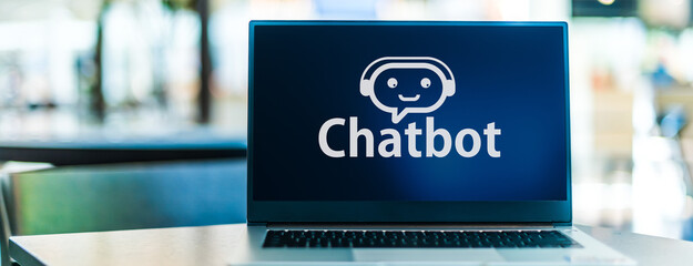 Laptop computer displaying logo of chatbot