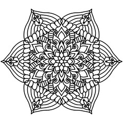 Fototapeta premium Mandala Coloring Page, Floral Mandala Coloring Page For Adults