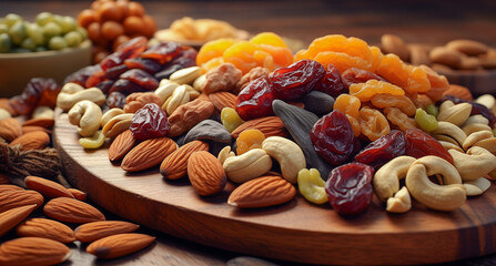 Nuts and dried fruits, close-up