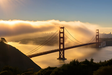 Serene Representation of Celestial Heaven with Divine Golden Gates amid Peaceful Clouds