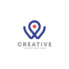 Creative Letter W place and location logo