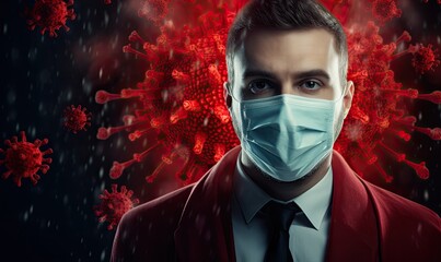 Man in a medical mask against virus. 