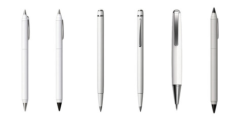 Fototapeta premium Collection of white pen isolated on a white background as transparent PNG