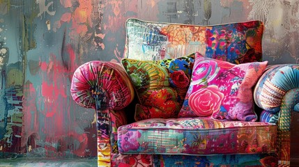 colorful pillows on a sofa