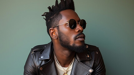 Obraz premium Man in Leather Jacket and Sunglasses