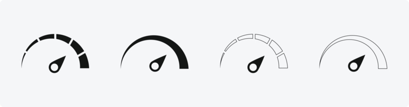 Speedometer icon set, tachometer icon. Speedometer indicator icon EPS 10