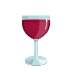 Vector wine glass icon symbol, illustration of glass with red alcoholic drink, beverage menu bar design