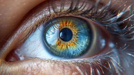 Eye macro, perfect vision concept, future and healthy life concept. Human eye close up for surgery, medical presentation