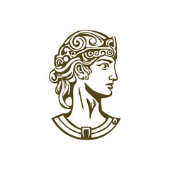 Athena goddess head face logo icon design template vector illustration