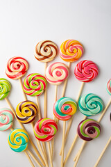 Fototapeta na wymiar overhead view of lollipop swirl candy food