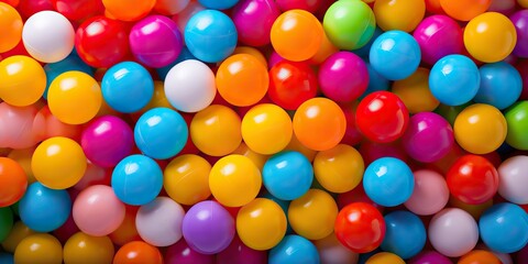 Obraz premium Many colors plastic balls background. Kids playground decoration scene