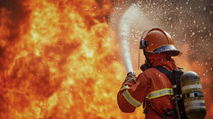 Fototapeta premium firefighter, dangerous, fire