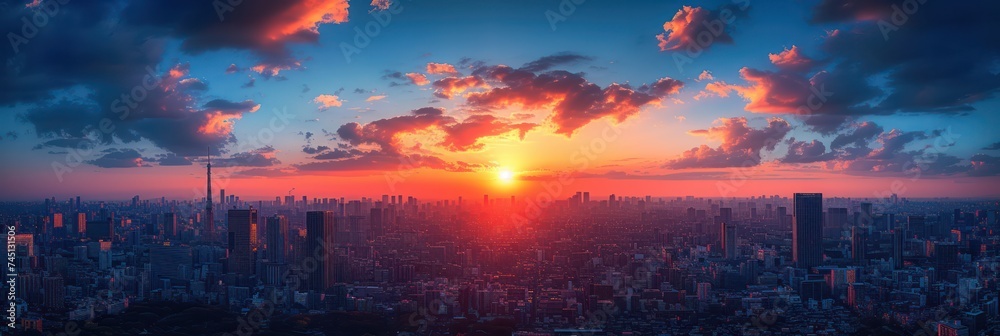 Canvas Prints Sunset over the cityscape