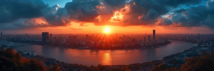Foto auf Acrylglas Sunset over the cityscape © Left