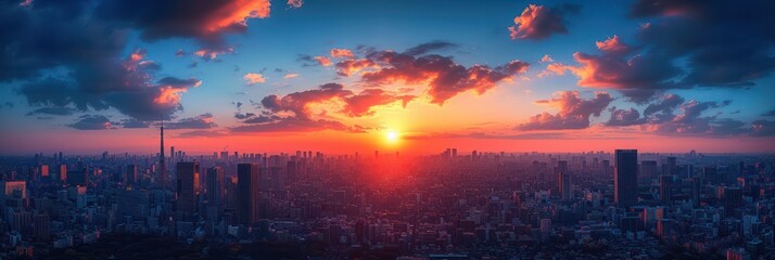 Sunset over the cityscape