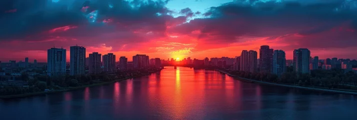 Fototapeten Sunset over the cityscape © Left
