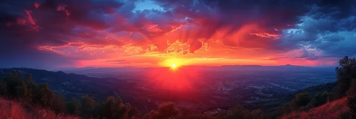 Foto op Plexiglas Sunset over the cityscape © Left