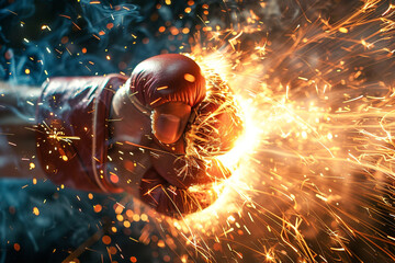 The moment a punch connects special effects creating a visual explosion of light and color