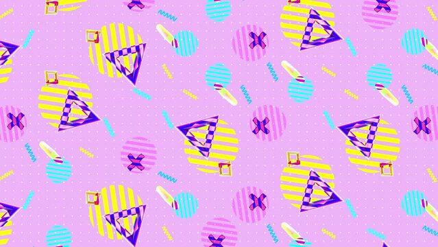 Animated geometric shapes on pink background