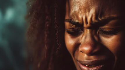 Close-Up of a Tearful Woman Expressing Sadness