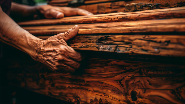 close-up of a hand touching a casket for a final farewell, symbolizing the closure of the mourning process