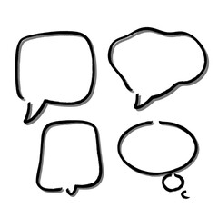 Outline speech bubble. Abstract Vector sketch hand drawn scribble Speech Bubbles Set. Black bubble isolated background.