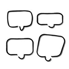 Outline speech bubble. Abstract Vector sketch hand drawn scribble Speech Bubbles Set. Black bubble isolated background.