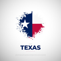 2 March - Texas Independence Day Post with brush effect. Independence Day of Texas Background Design with Texas Flag Vector Illustration