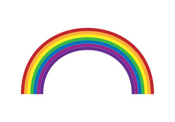 Arcoíris de medio arco multicolor en fondo blanco. 