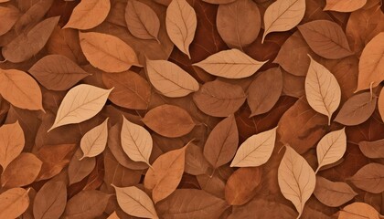 illustration of brown colored leaves of different sizes with veins placed together while making...