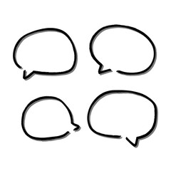Outline speech bubble. Abstract Vector sketch hand drawn scribble Speech Bubbles Set. Black bubble isolated background.